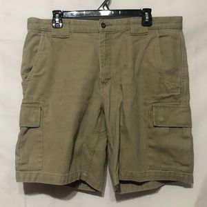 Duluth Trading Co Cargo Short Mens 36 Khaki Heavy Duty Canvas Straight